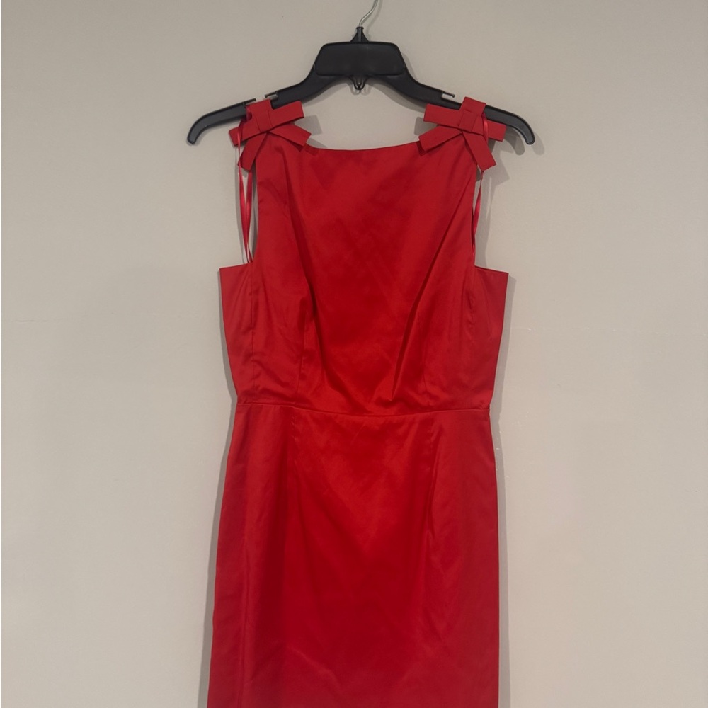 Gianni Bini Red Sleeveless Midi Dress with Shoulder Bows